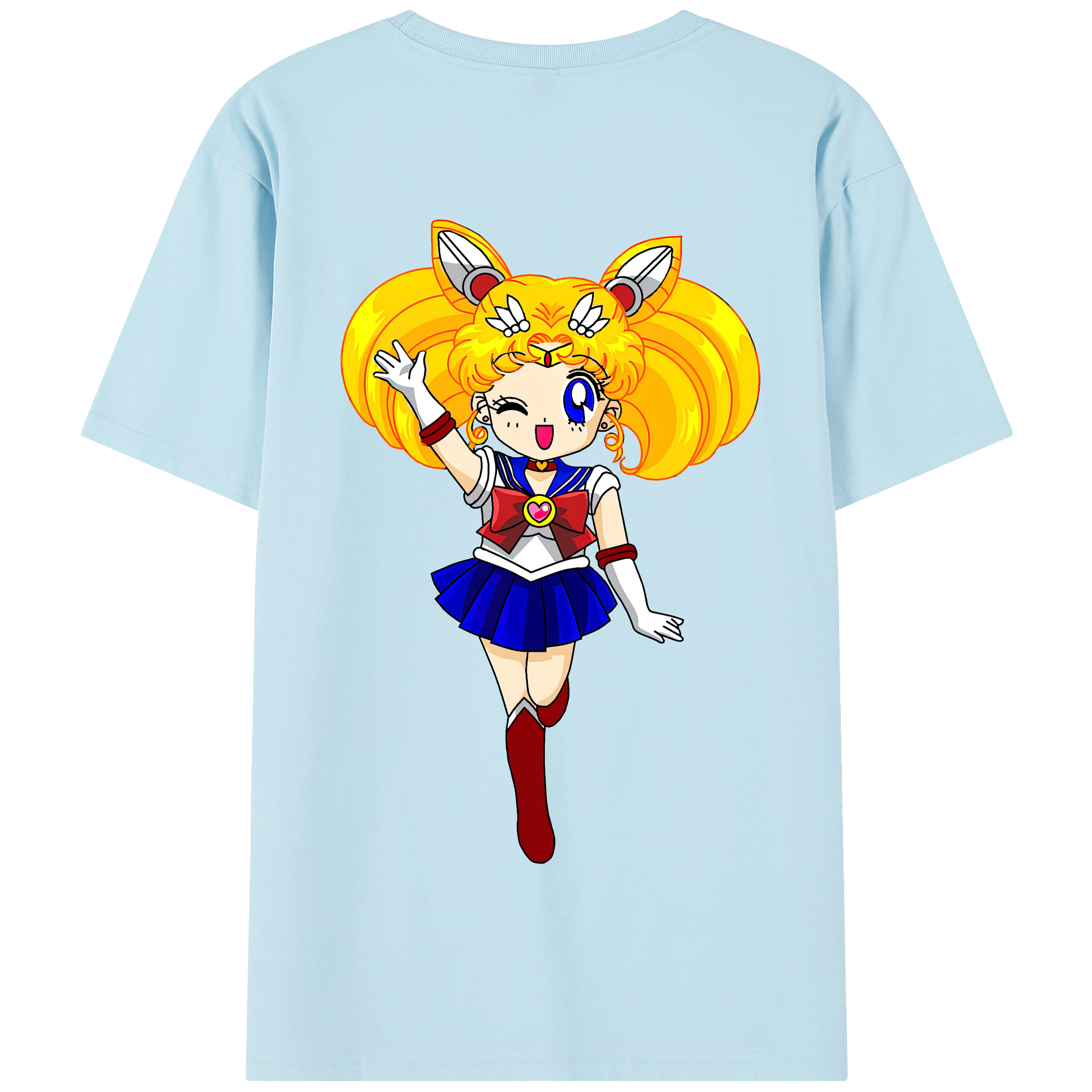 （画像用） 美少女戦士セーラームーン 月野 うさぎ つきの うさぎ Sailor Moon Tsukino Usagi 綿100％半袖Tシャツ（背面プリント）